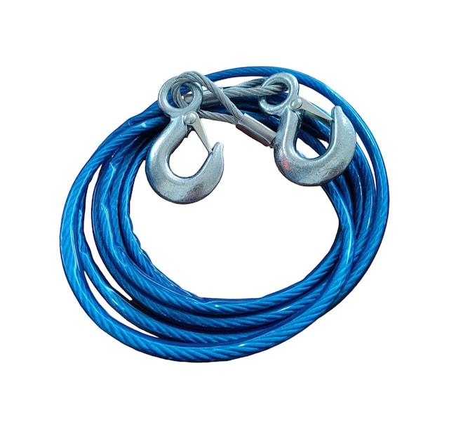 Karabinalı Mavi İzole Çelik Çekme Çeki Halatı 6 Mm 5 Ton 3.5 Metre