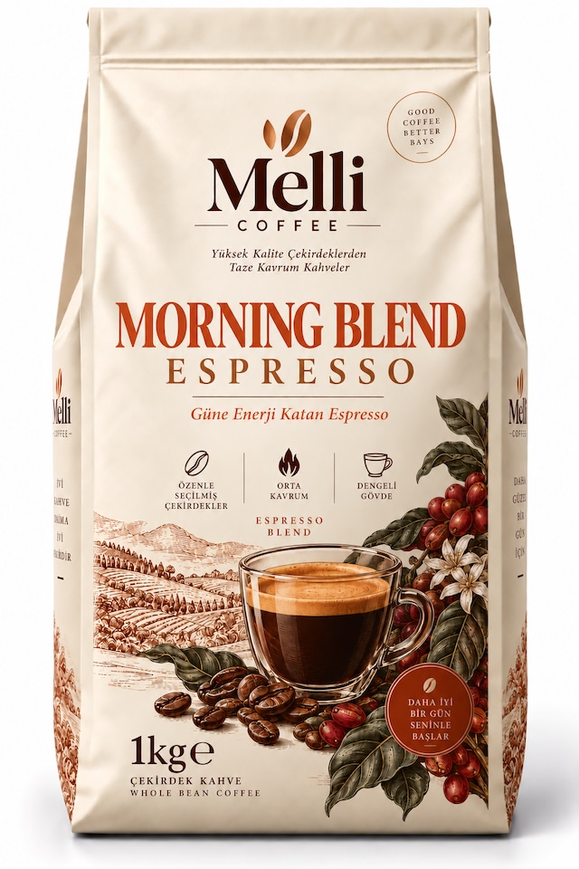 Morning Blend Espresso Çekirdek Kahve 1 Kg Orta-koyu Kavrum Brezilya & Kolombiya
