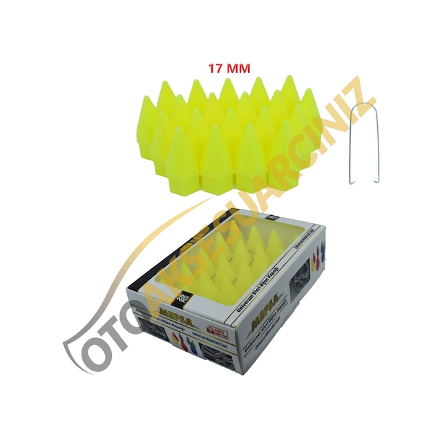 A Kalite Mefsa Bijon Kapağı Sivri 17 Mm Fosfor Sarı 20 Li Set