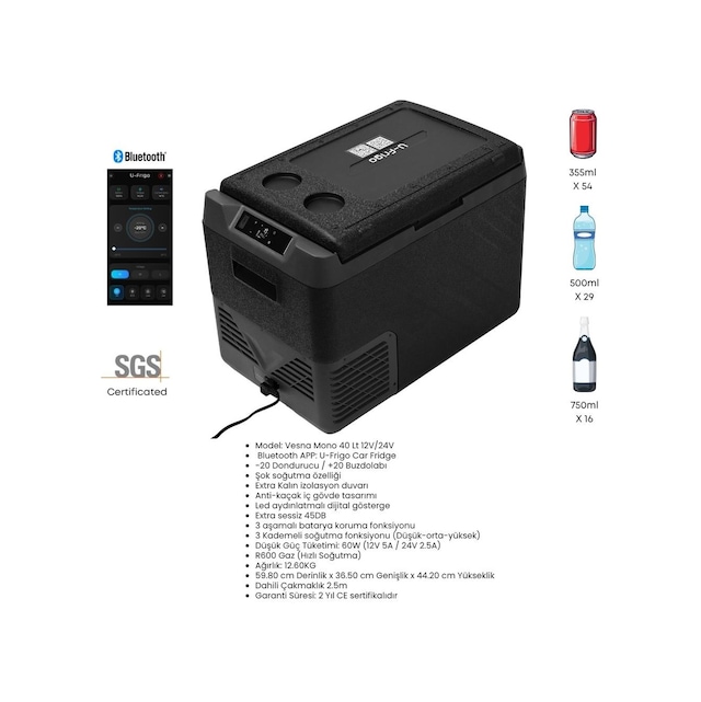 U-frigo Oto Buzdolabı Vesna Mono 40lt 12v/24v