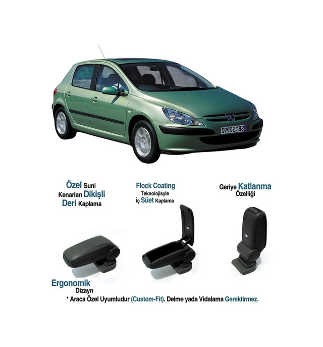 Peugeot 307 Uyumlu Araca Özel Kol Dayama Kolçak 2001 2002 2003 2004 2005 2006 2007 2008