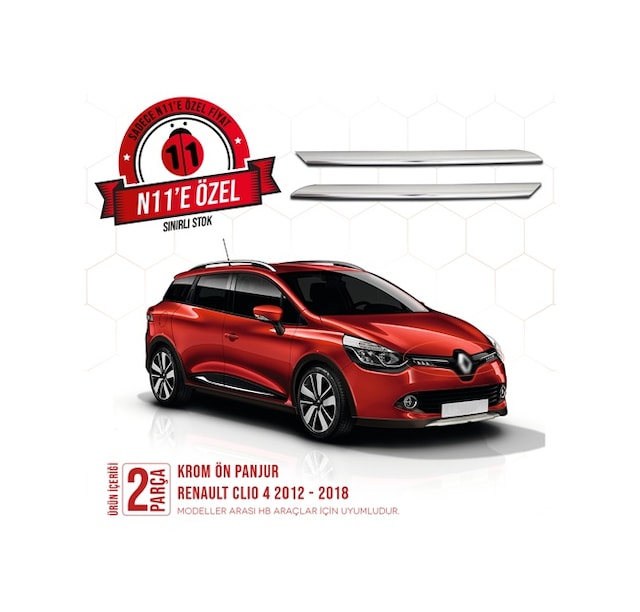 intakrom Renault Clio 4 Krom Ön Panjur 2 Parça - 2012-2018 - Hb - Sw