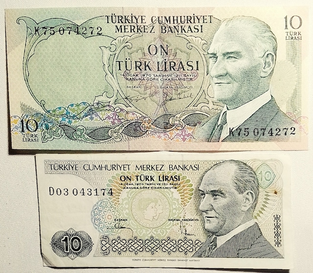 6. 7. Emisyon 2 Adet Koleksiyon Kağt Para. Antika Para. 8