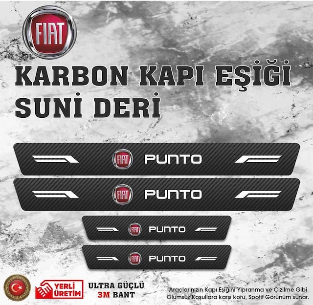 Punto Uyumlu Deri Karbon Kapı Eşiği Koruyucu Bant 4 Adet