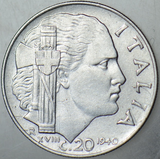 İtalya 20 Centesımı 1940 Xvııı Km 75b.
