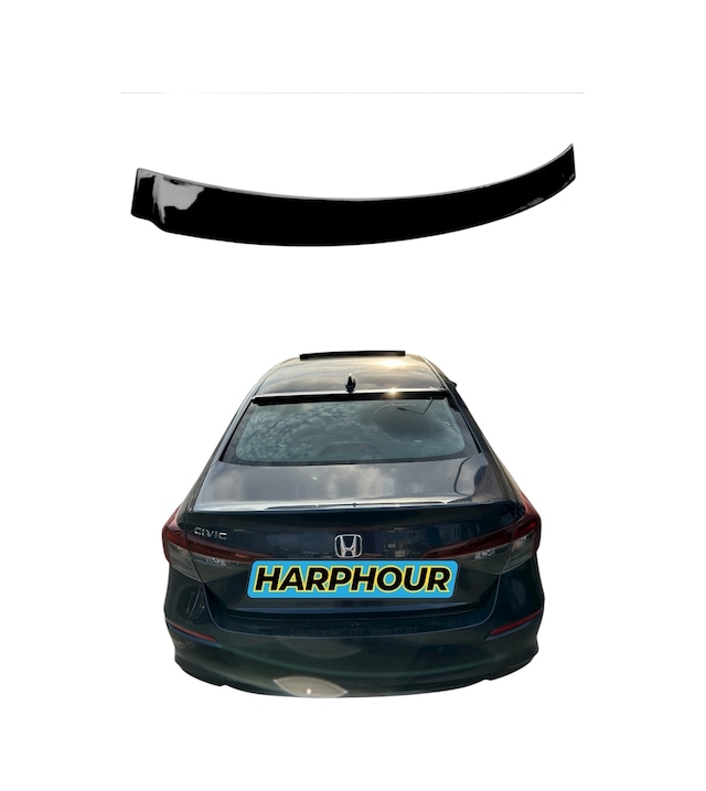 Honda Civic 2022+ Fe1 Cam Üstü Spoiler Düz Model Pianoblack Boyalı İthal Abs Plastik Cam Üstü
