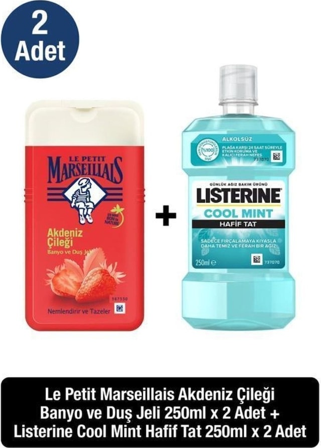 Listerine Coolmint Hafif Tat Ağız Bakım Suyu 250 ML + Lpm Akdeniz Çileği Duş Jeli 2 x 250 ML