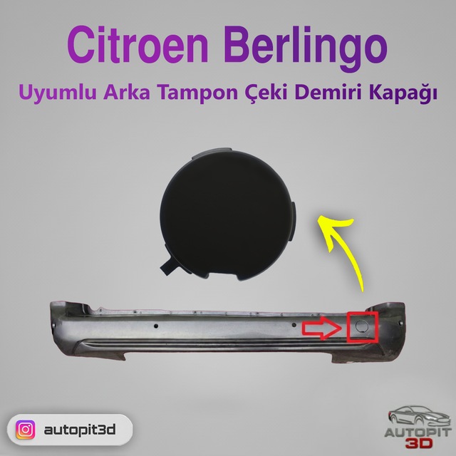 Citroen Berlingo 2018 2024 Uyumlu Arka Tampon Çeki Demiri Kapağı