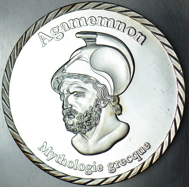 Fransa - Yunan Mitolojisi - Agamemnon Hatıra Madalyon. 50 Mm 50,7 Gr Nikel Çil.