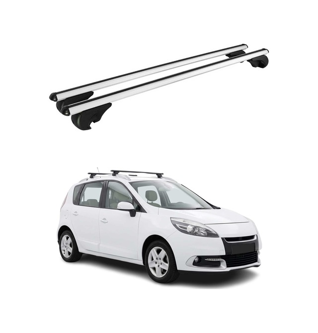 Renault Scenic Iıı 2009-2016 Arası Uyumlu Port Bagaj Taşıyıcı Ara Atkı Alüminyum Gümüş 2 Parça