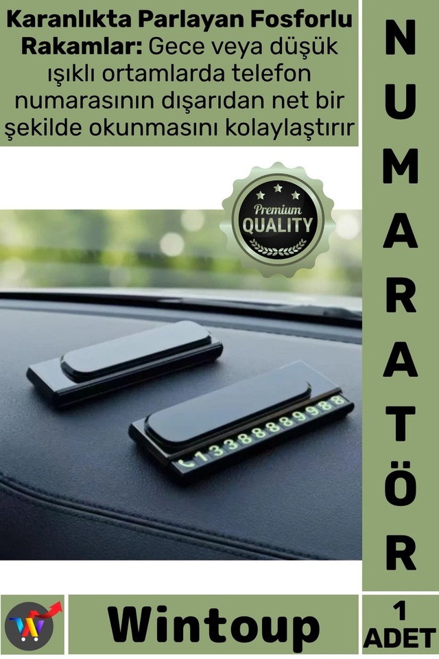 Numaratör Şık Lüks Park Telefon Numarası Fosforlu Torpido Üstü Kayar Kapaklı Oto Araç İçi Numaratör