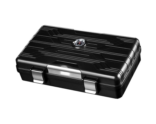 Akmanlarlaser Lubinski Humidor Seyahat Tipi Puro Kutusu Siyah - Gümüş
