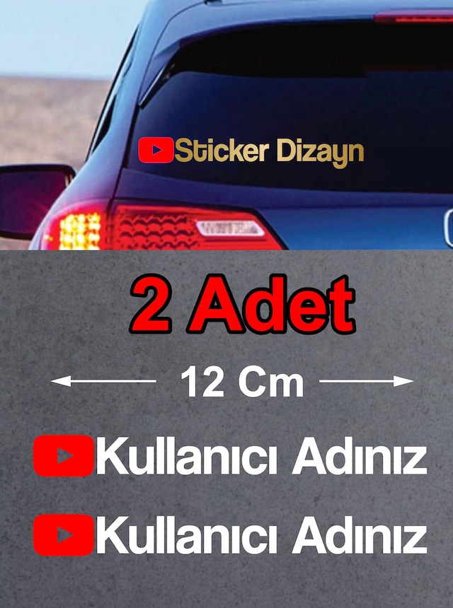 Kişiye Özel Youtube 2 Adet Sticker - Araba Oto Motosiklet Karavan Sticker Etiket 00307 12 Cm