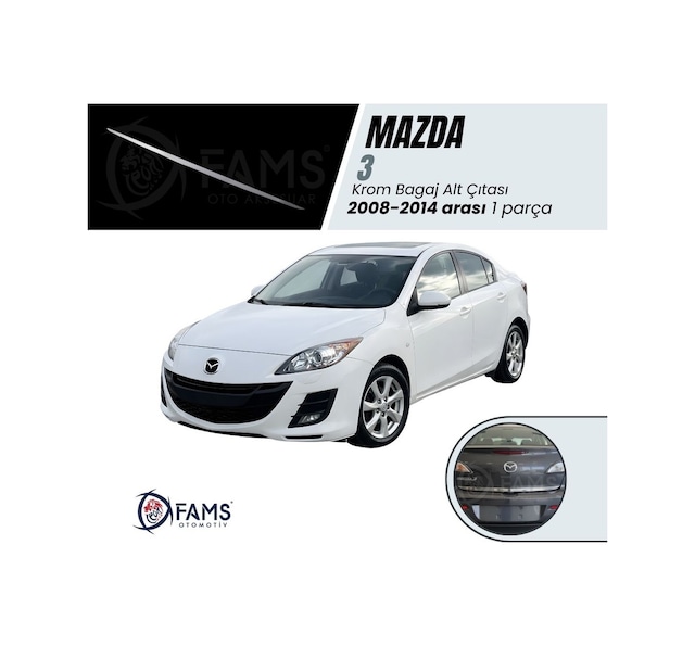 Mazda 3 Sedan Krom Bagaj Alt Çıta 2008-2014 Arası P.Çelik