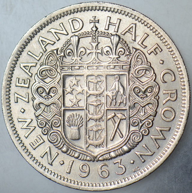Yeni Zelanda Yarım Crown 1963 Kraliçe Iı. Elizabeth. 32 Mm. 25695426