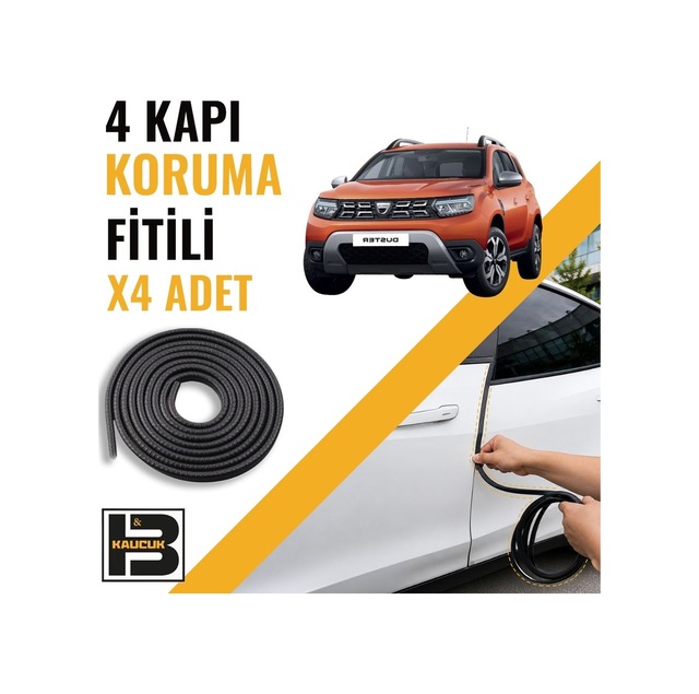 Dacia Duster 2.nesil Kapı Koruma Fitili-4 Kapı-siyah-bm2193
