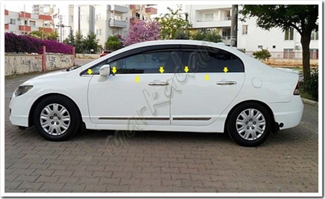 Honda Civic Krom Cam Çıtası 2006-2011 6 Parça Paslanmaz Çelik