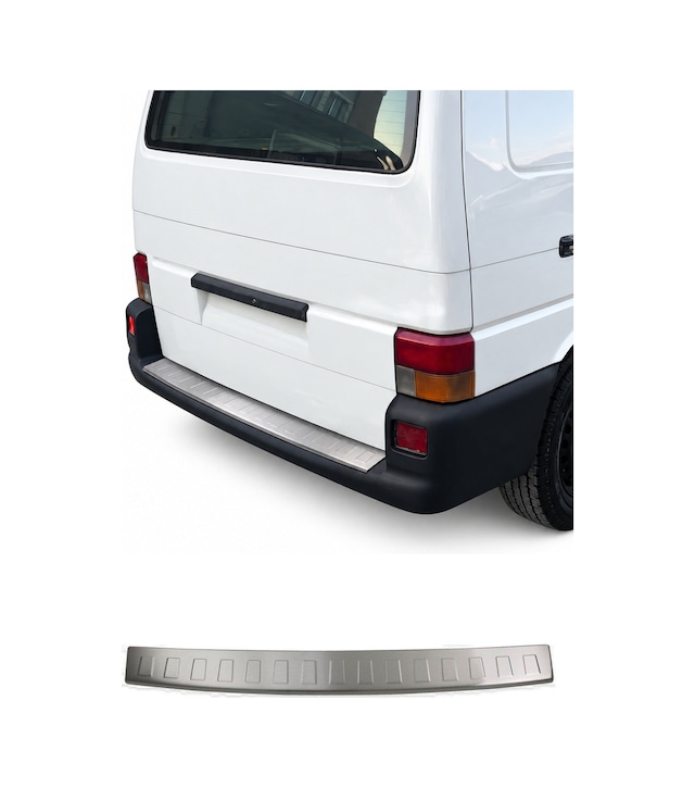 Vw T4 Transporter 1990-2003 Uyumlu Krom Arka Tampon Eşiği Paslanmaz Çelik Taşlı Mat