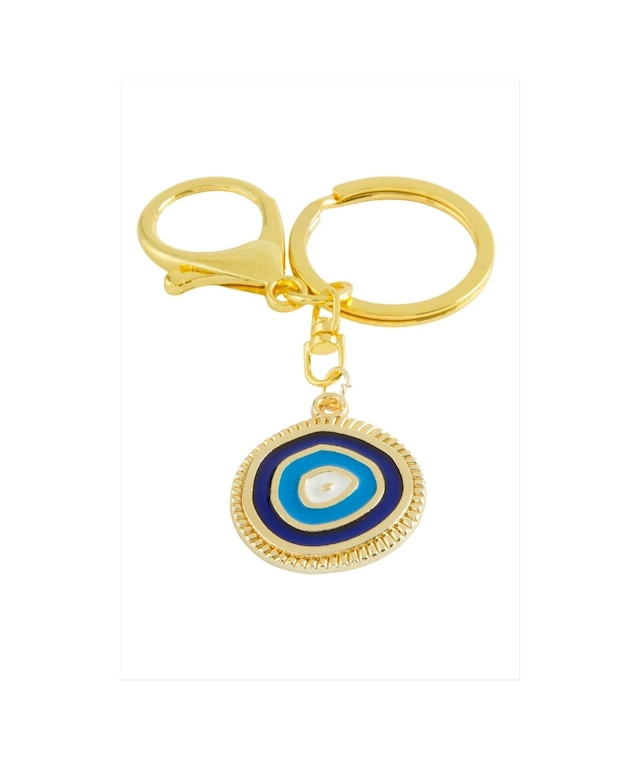 Nazar - 239 - Calı Mineli Metal - Spt-gld - Anahtarlık Mavi