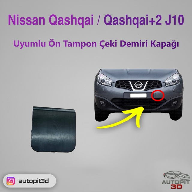 Nissan Qashqai / Qashqai+2 J10 Uyumlu Ön Tampon Çeki Demiri Kapağı