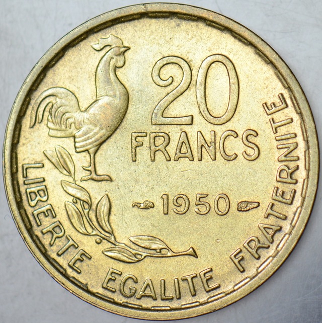 Fransa 20 Frank 1950 G. Guıraud. Çil -
