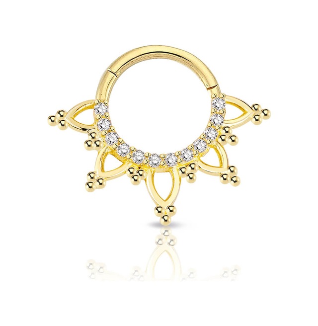 Sıra Taşlı Top Top Altın Helix Piercing