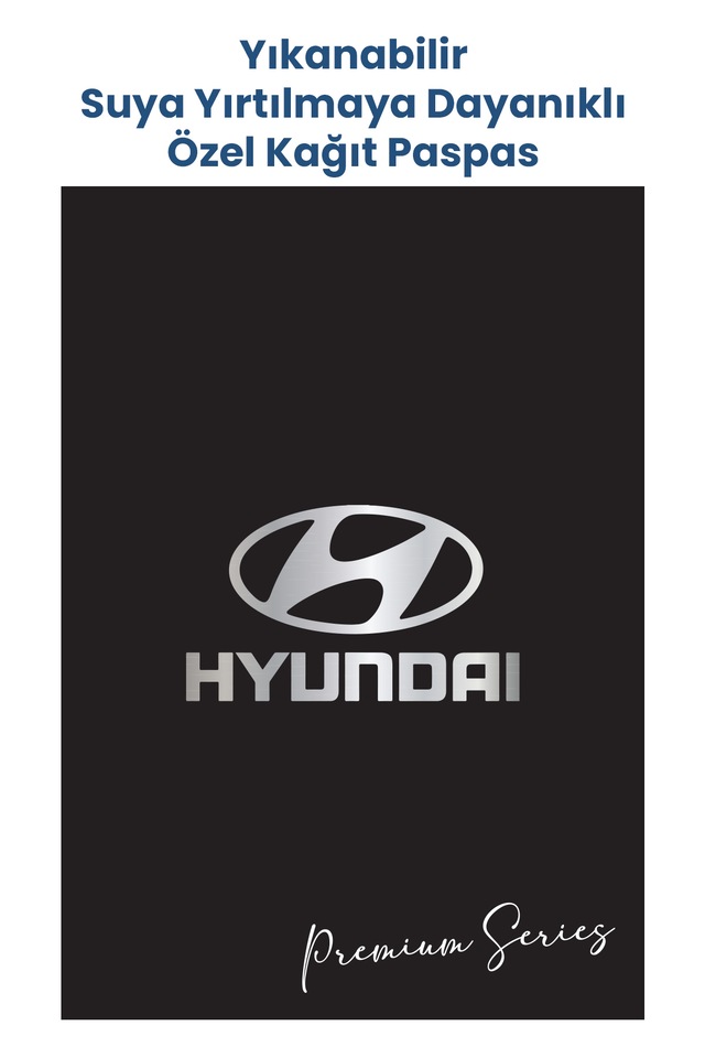 Yıkanabilir Hyundai Oto Paspas Kağıdı Siyah Gümüş Baskı 50 Adet