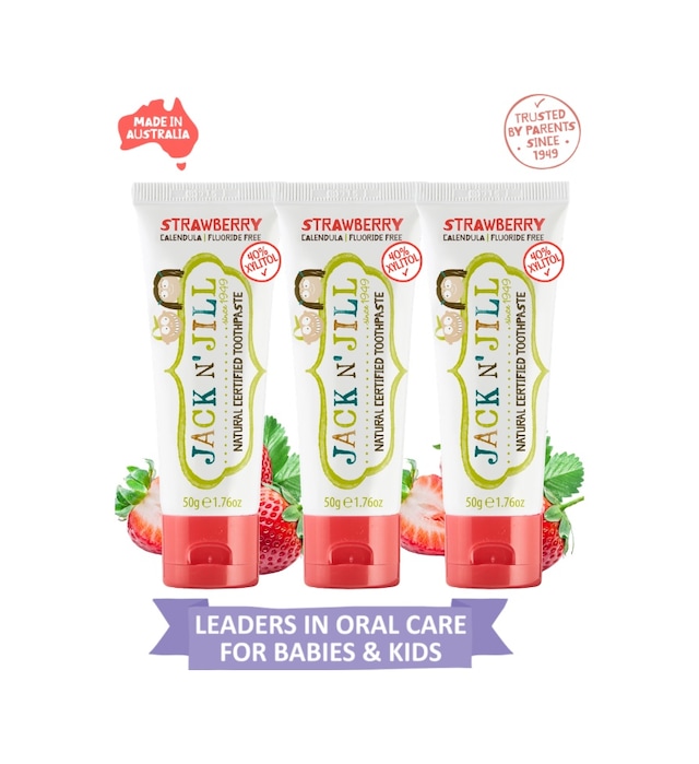 Jack N Jill Doğal Sertifikalı Diş Macunu - Çilek Aromalı 3 Lü Paket 3x50g