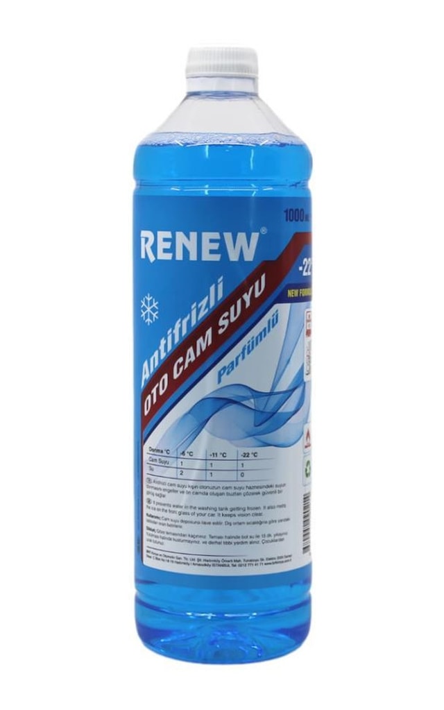 Renew Parfümlü Antifrizli Konsantre Oto Cam Suyu -22 Derece 1 Lt