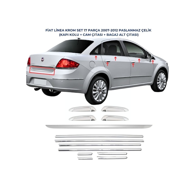 Fiat Linea Krom Set 17 Parça 2007 Ve Üzeri Paslanmaz Çelik