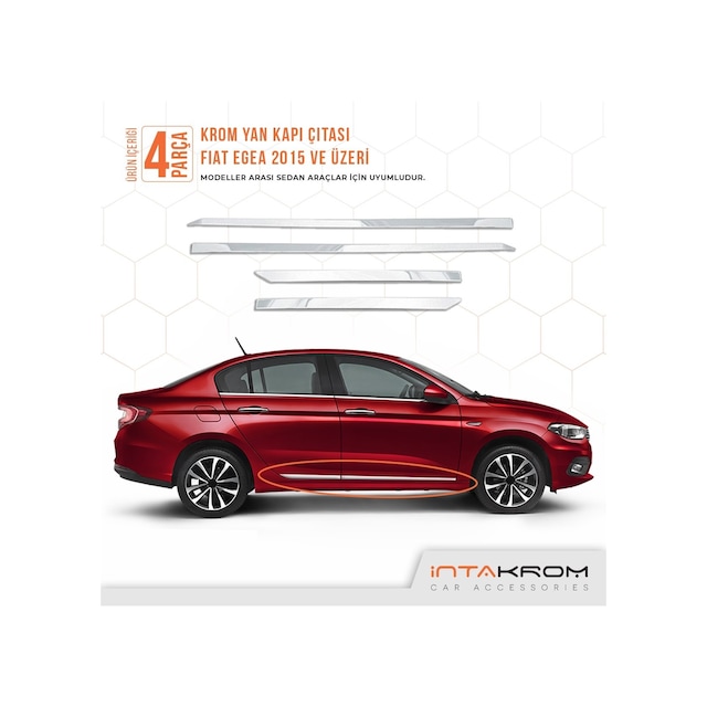 Fiat Egea Krom Yan Kapı Çıtası 4 Parça 2015 Ve Üzeri Sedan Uy