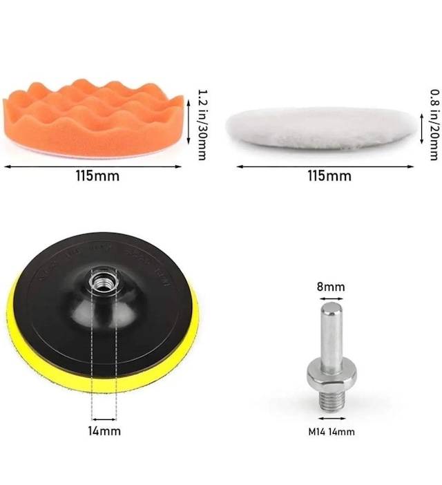11 Parça Pasta Cila Polisaj Süngeri Seti Matkap Uyumlu 100mm Çap