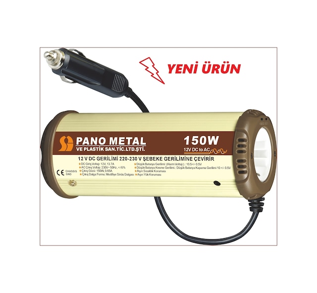 12 Volt Çakmak Invertör Usbli Dönüştürücü İnverter 150 Watt