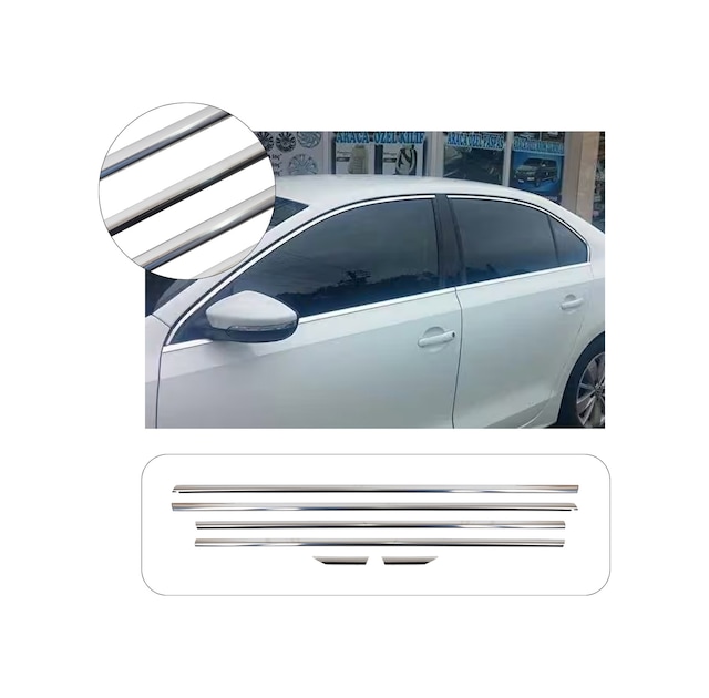 Volkswagen Jetta Uyumlu 2011 Ve Üzeri Krom Cam Çıtası 6 Parça Paslanmaz Çelik
