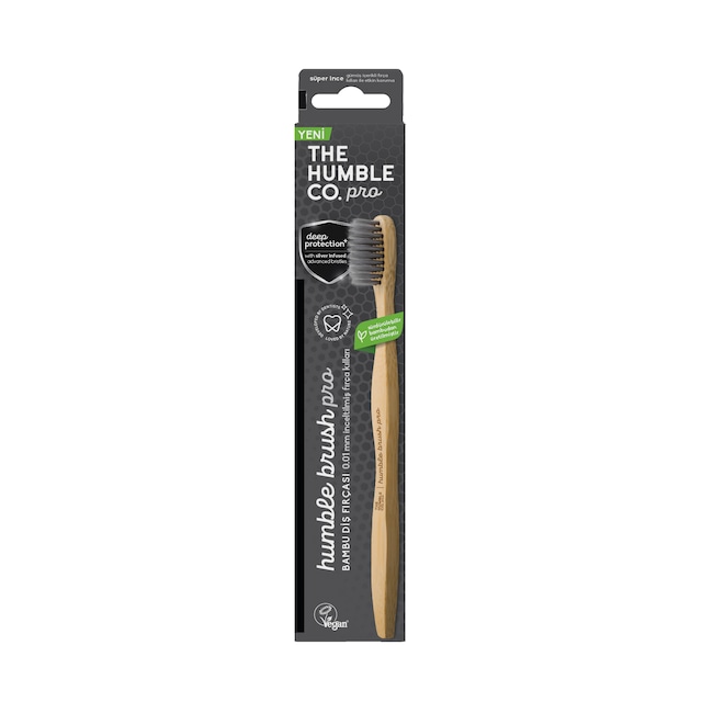 Humble Brush Pro Line Silver Infused Adult Soft Yetişkin Bambu Diş Fırçası Pro Serisi - Siyah