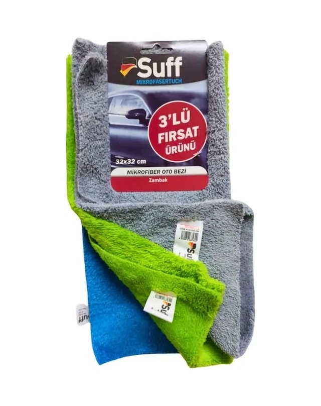 Suff Zambak Mikrofiber Oto Temizlik Bezi 3'lü Set 32x32 1622