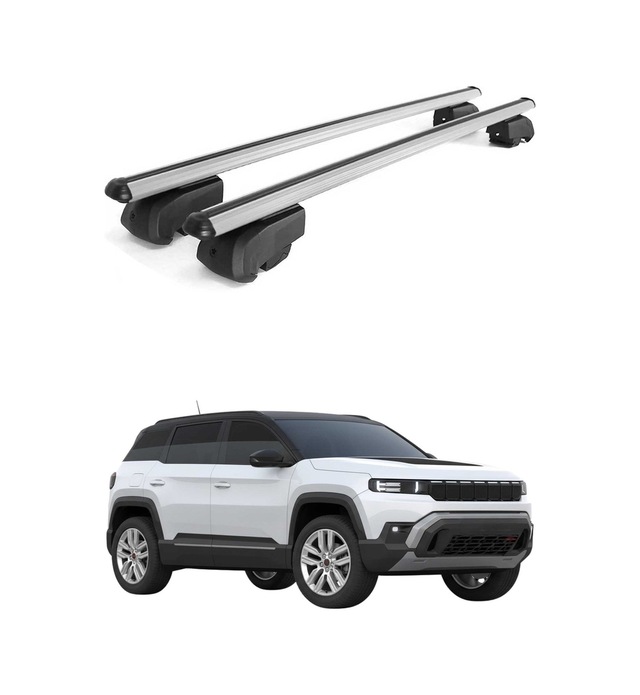 Jeep Compass Electric Bev 2026-2027 Arası Uyumlu Port Bagaj Taşıyıcı Ara Atkı Alüminyum Gümüş 2 Parça
