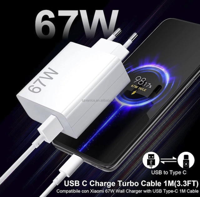 67w Turbo Type-c Akım Korumalı Hassas Şarj Aleti Seti Saniye Sayaçlı Süper Charger