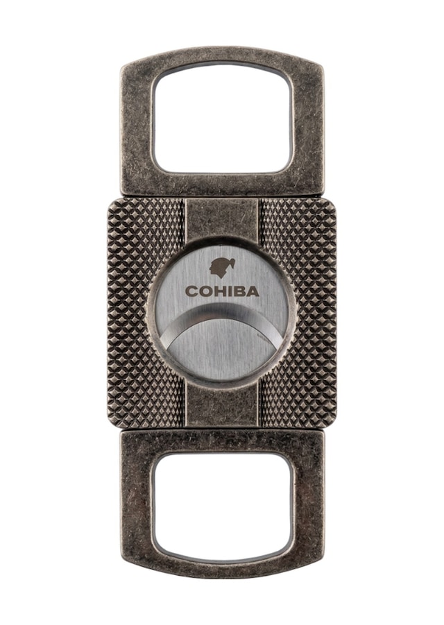 Cohiba Gümüş Eskitme Desenli Metal Puro Makası Kesici - Trp7142