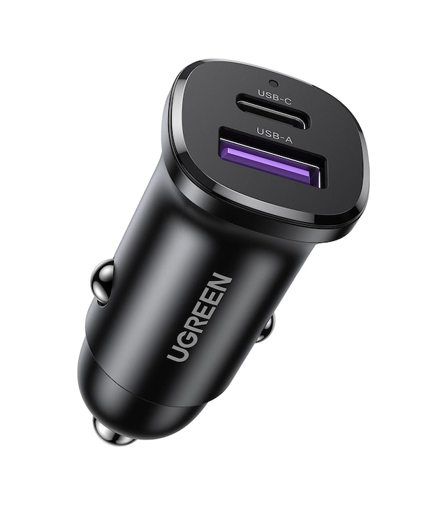 Ugreen 30w 2 Portlu Araç İçi Şarj Cihazı Çakmaklık Adaptörü, 25845
