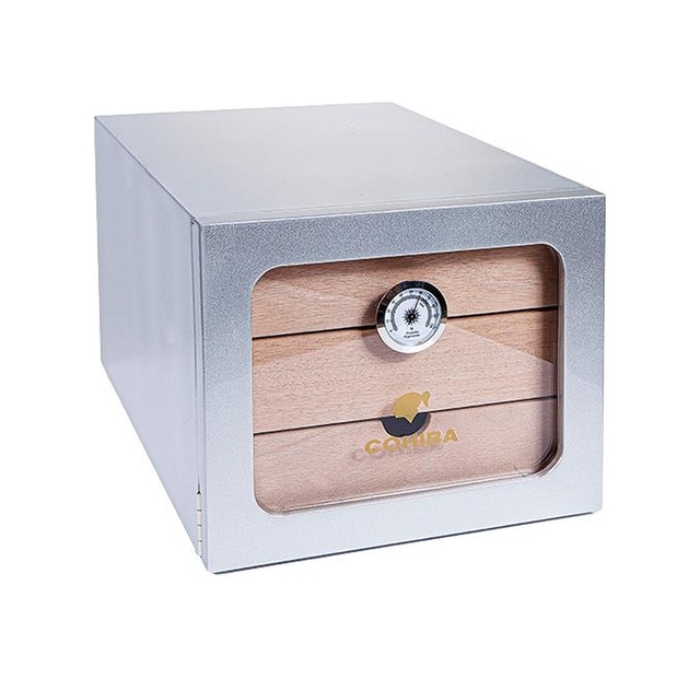Çekmeceli Sedir Humidor Puro Kutusu Gümüş - Tr6708