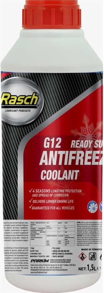 Rasch G12 Organik Radyatör Antifriz Kırmızı -40 - 1.5 Lt.