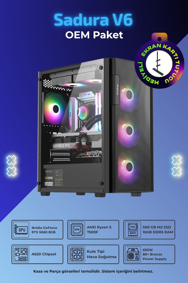 İnce Hesap IH Sadura V6 Ryzen 5 7500F RTX 5060 16GB RAM 500GB SSD
