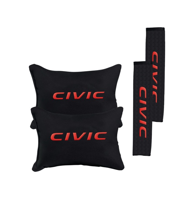 Kırmızı Civic Nakışlı Otomind Boyun Yastığı Seti