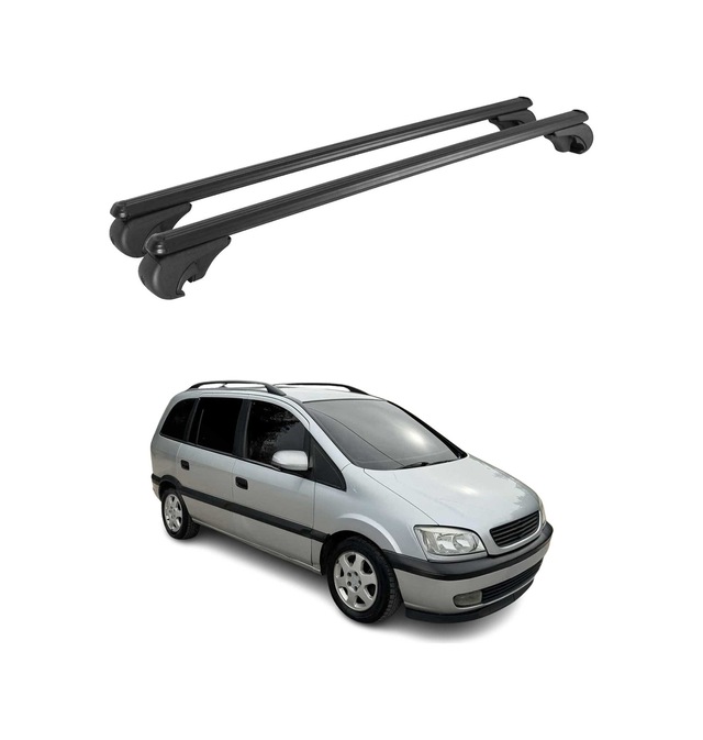 Opel Zafira A 1999-2005 Arası Uyumlu Port Bagaj Taşıyıcı Ara Atkı Alüminyum Siyah 2 Parça