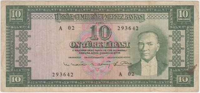 5. Emisyon 6. Tertip 10 Lira A02 Çok Temiz+