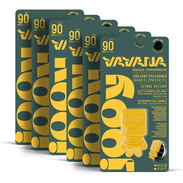 Vavana Jooy Araba Klima Kokusu 6'lı Set, 90 Gün Etkili Oto Kokusu Citrus Vetiver