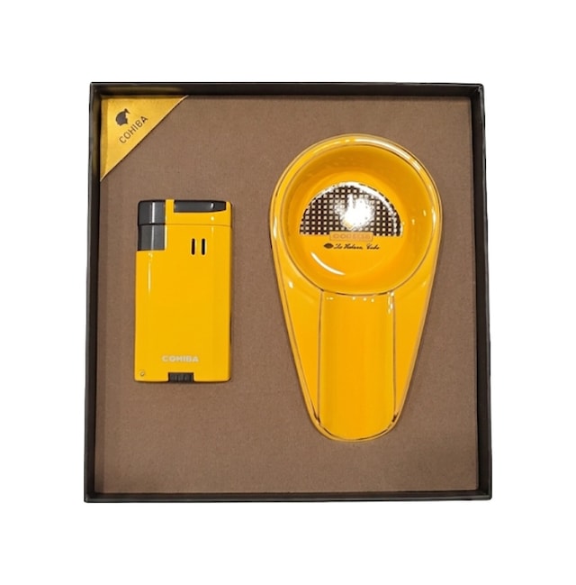 Cohiba Çift Torch Sarı Çakmak Sarı Küllük İkili Puro Seti Tr9841