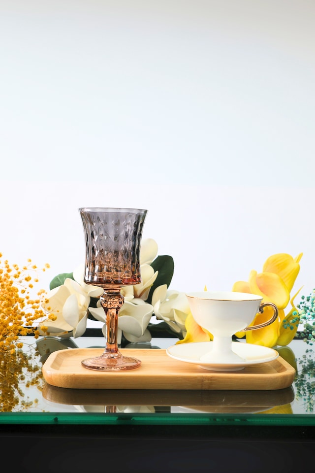 6 Adet Füme Renk Kristal Ayaklı Kahve Yanı Su Ve Meşrubat Bardağ
