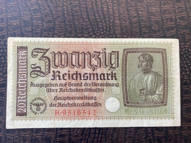 Alman Reich Nazi Dönemi 1940-1945 Deutsches Reich 20 Reichsmark Çok Çok Temiz Ççt Extremely Fine Xf